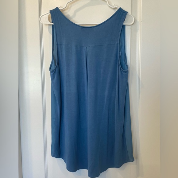 Blue Lighton Zip Detail Mixed Material Blouse - Picture 2 of 3